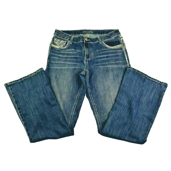 Maurices Womens Jeans Bling and Fancy Stitching Size 12 R  JH1064 - Picture 2 of 5